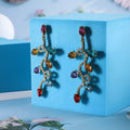 Retro fashion small lantern zircon stud earrings, colourful, alloy, geometric shape for women commuter OL style