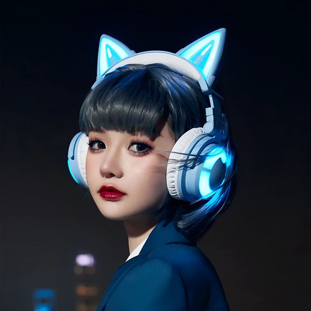 Cute Girl Game Gaming White Wireless Headset with microphone in Elf Black 3G colour