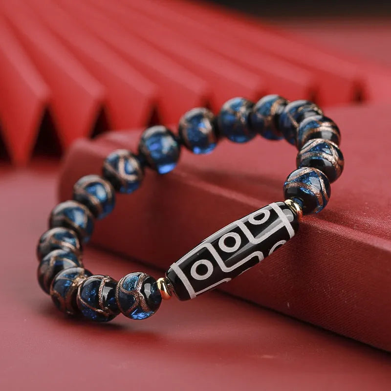 Chinese-style coloured glaze bracelet with five-colour snake lucky beads and auspicious patterns.