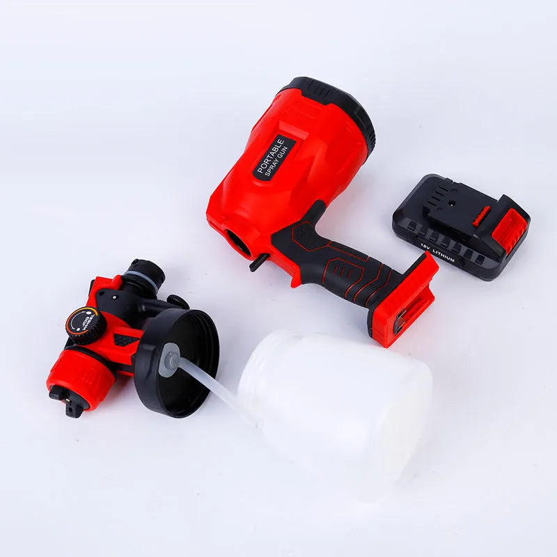 Blue cordless paint spraying machine with watering can and lithium battery