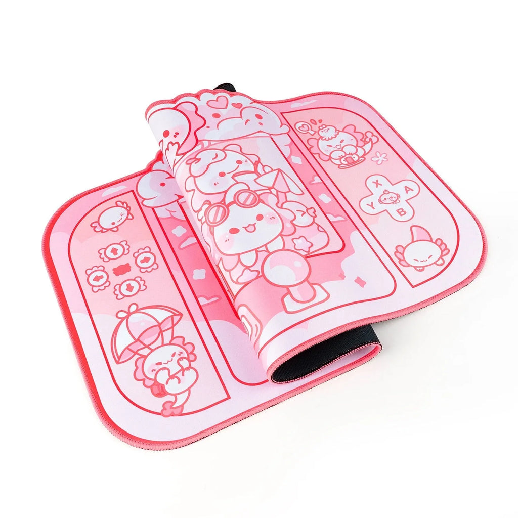 Hexagonal Dragon Crane Machine mouse pad measuring 75x40cm with cartoon anime design and wrist strap