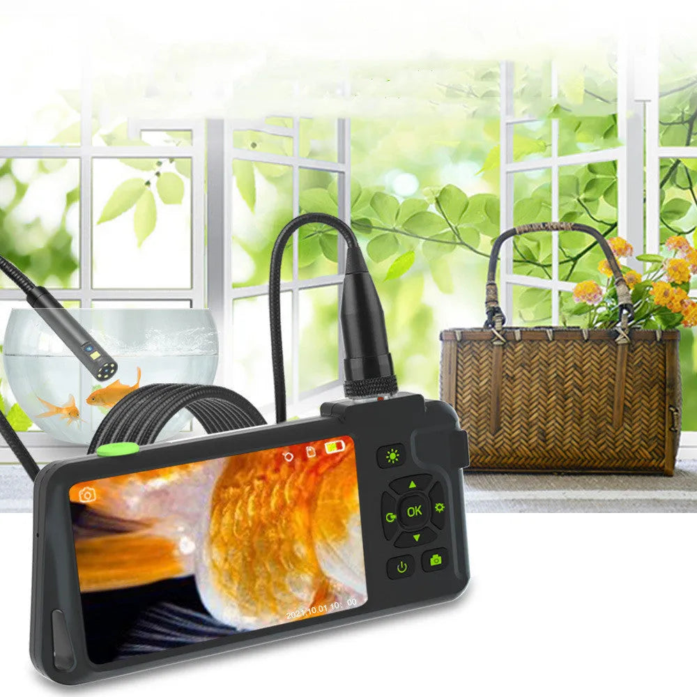 Handheld industrial endoscope with 4.5-inch screen and 5.5mm camera probe on 1m cable