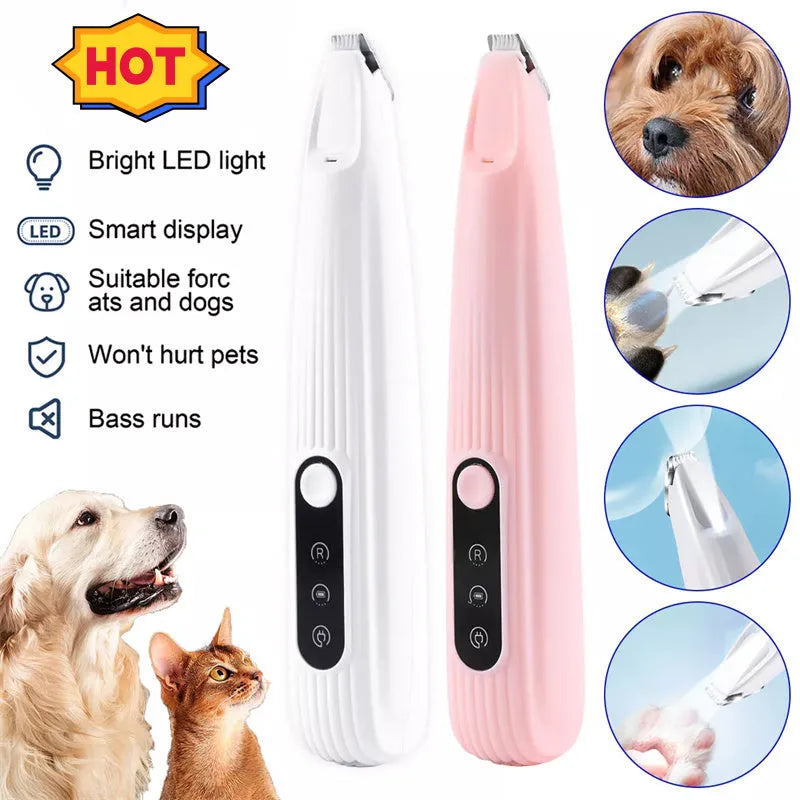 White Pets Efficient LED electric pet clipper for dog and cat foot hair trimming with waterproof design