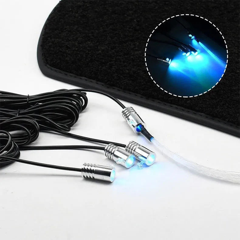 Car luminous foot mat ambience light USB LED front row 2 pieces polyester material