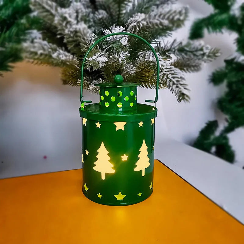 Wrought iron LED Christmas candle light with flickering glow in Nordic lantern style