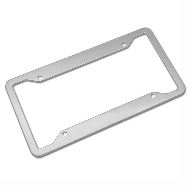 Aluminum alloy license plate frame in black, grey, silver and stainless steel finishes