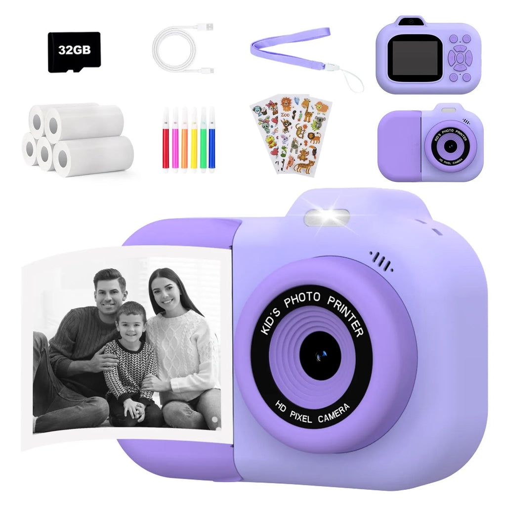 Children's plastic digital camera toy in pink, blue or purple with video recording and game functions