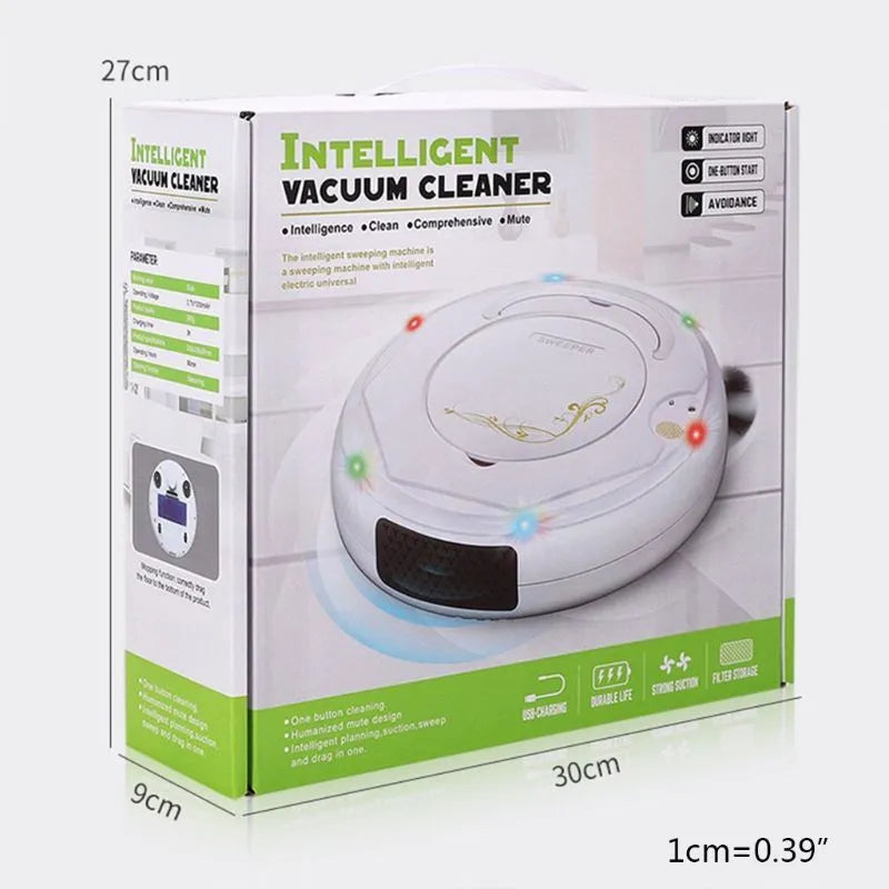 Lazy Smart Robot Vacuum Cleaner in blue on a hard floor