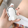 Cartoon airplane headset themed silicone flip case for Apple AirPods 1 and 2 with hook attachment