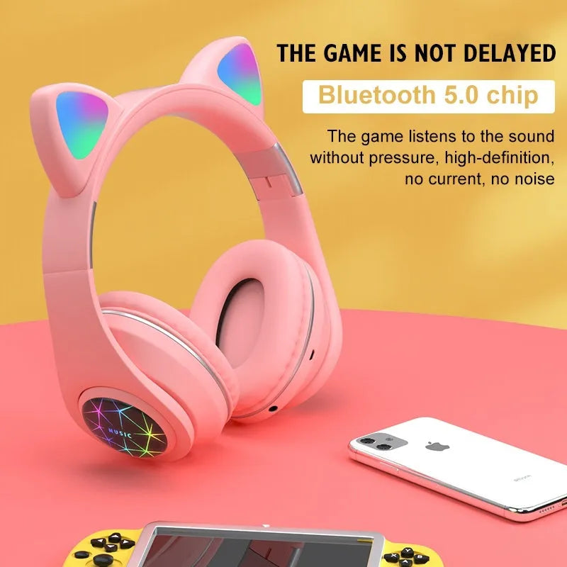 Cat ear wireless sports Bluetooth headset in six colours with head-mounted design