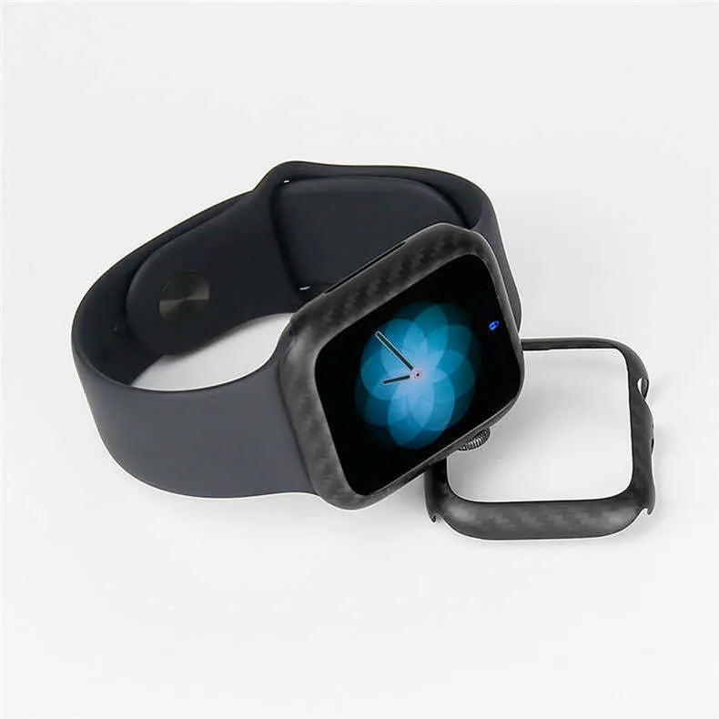 Ultra-thin black leather protective case for a 44mm Apple Watch 4.