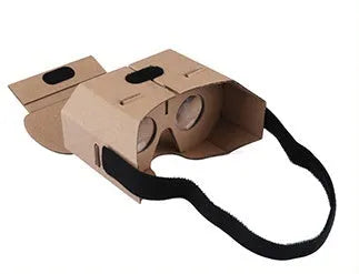 Corrugated paper 3D virtual reality glasses for smartphones on a table