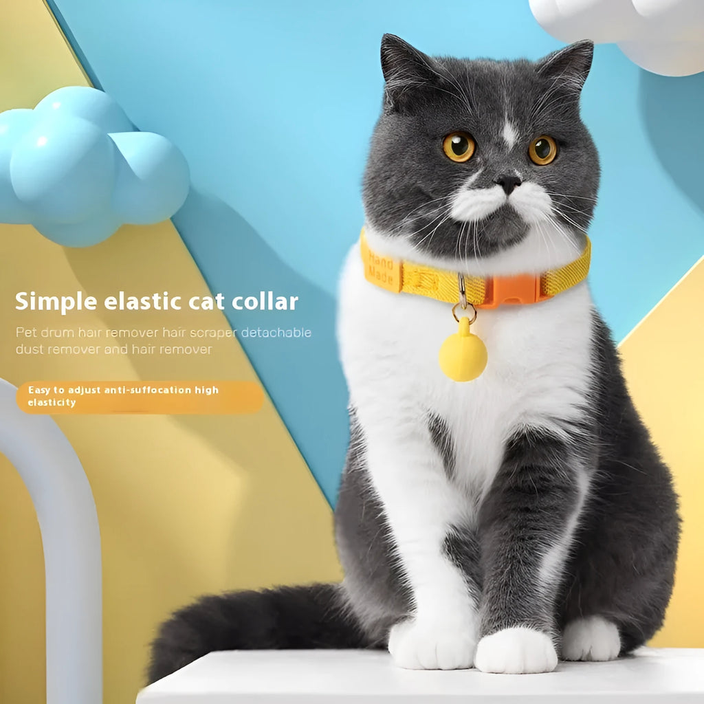 A monochrome high-elasticity polyester collar for a small dog, shown in one of seven colours.