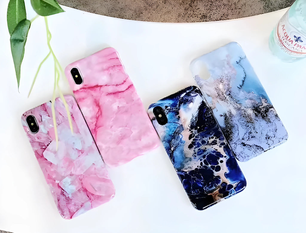 Soft shockproof phone case for iPhone with colourful stone image pattern, multicolour