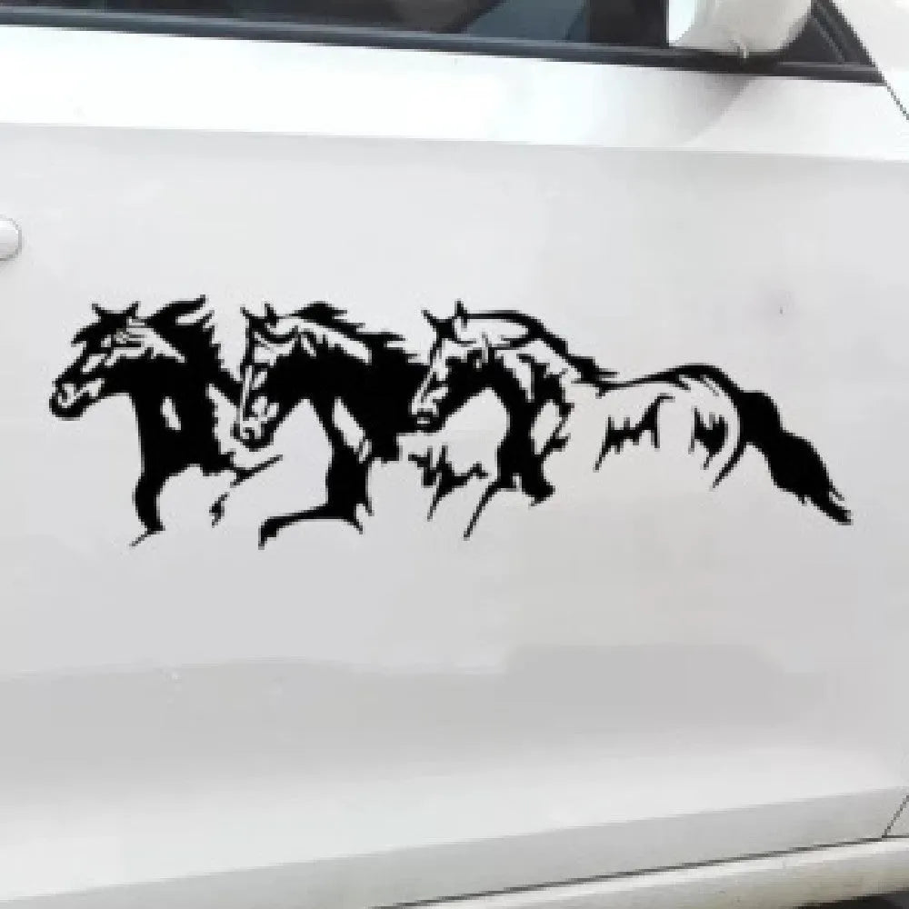 Steed horse vinyl car decal sticker showing galloping design, dimensions 25cm by 8cm.