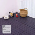 Ten wood grain finish plastic interlocking floor tiles showing their 300x300mm size and non-slip surface.