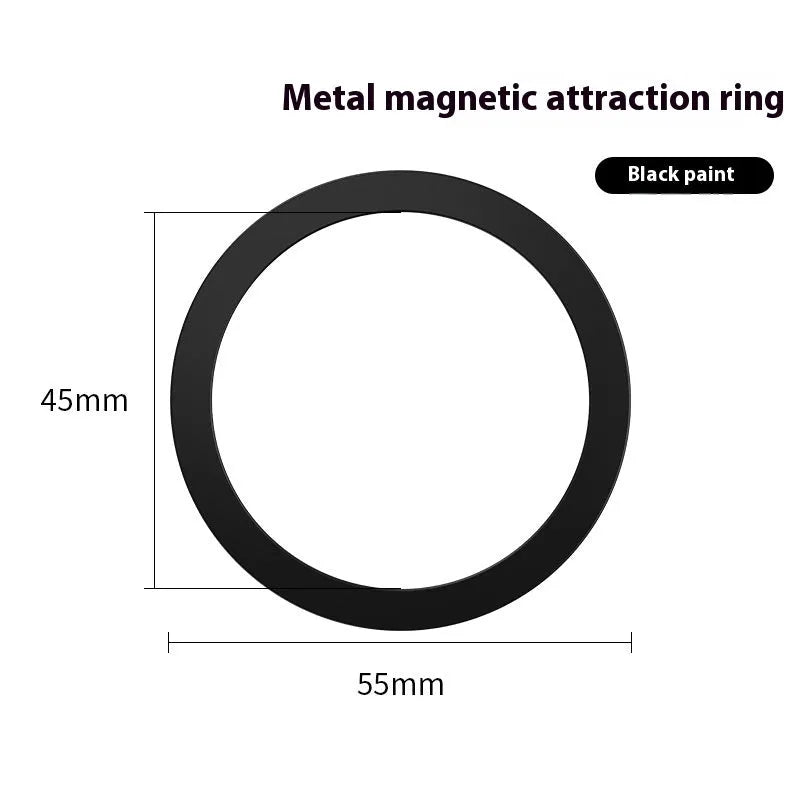 Magnetic ring phone holder in 430 stainless steel, 45x55x5mm, black finish on phone case