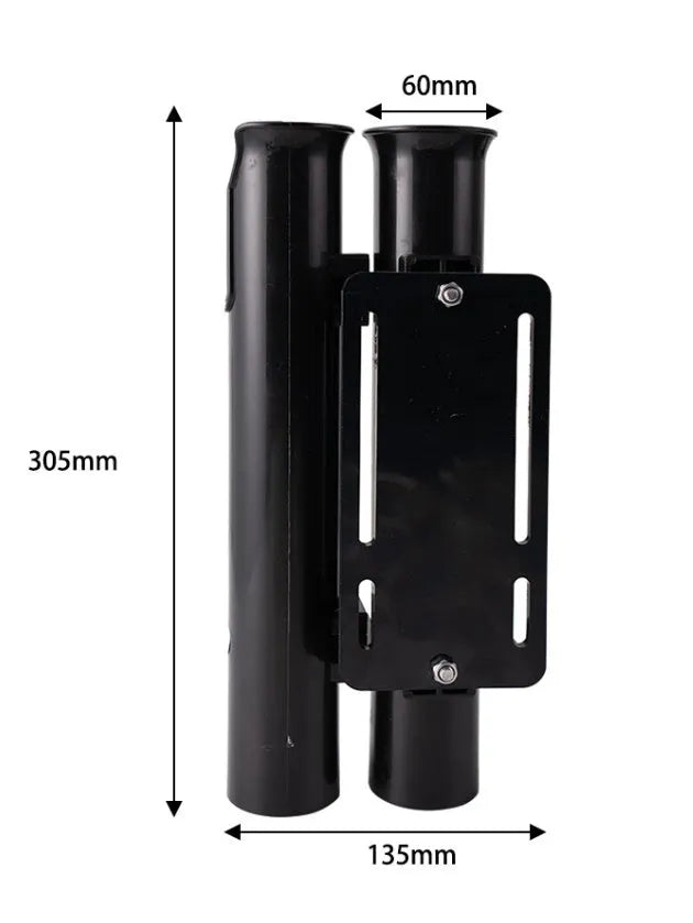 Carbon double-layer plastic fishing rod rack mounted on motorcycle handlebars for rod transport