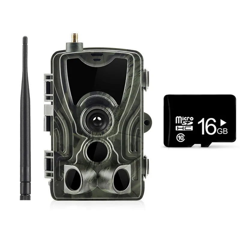 Outdoor waterproof surveillance camera with camouflage finish showing wide-angle lens and mounting bracket