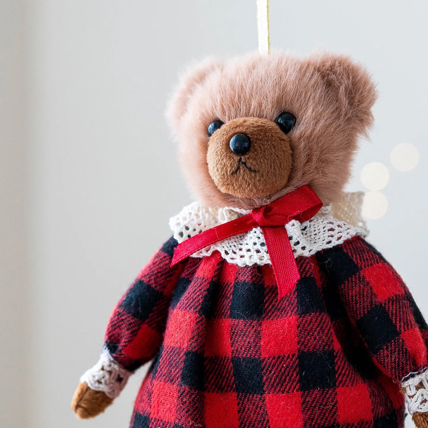 Cotton cloth plush bear doll couple in princess and gentleman bear styles with suit plaid design