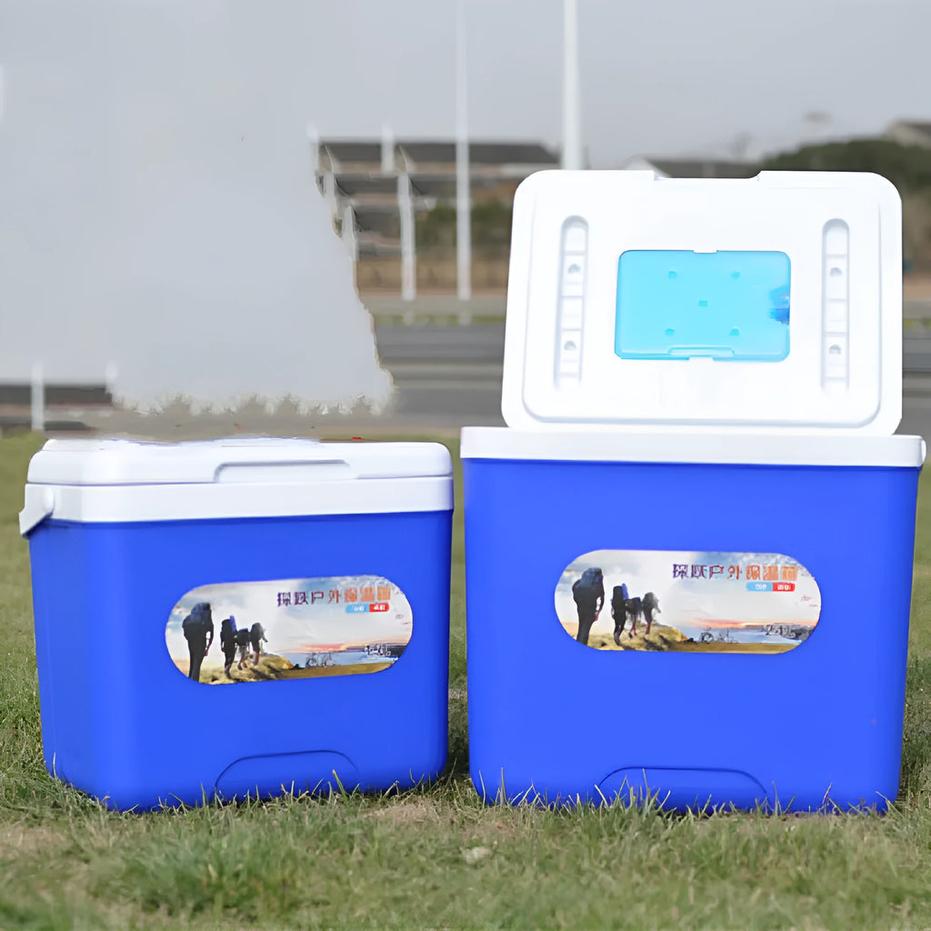 Blue aluminium foil insulated cooler box with foam insulation in various capacity options