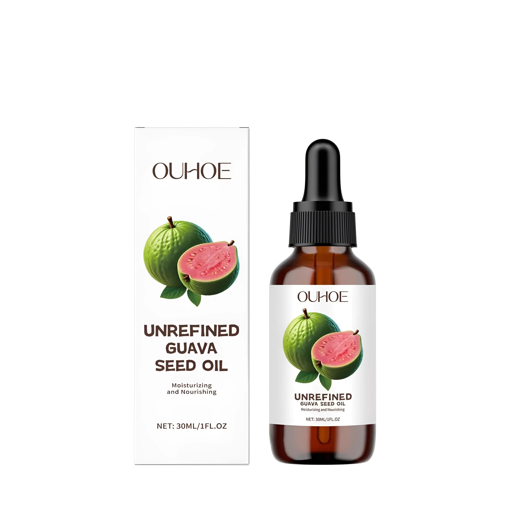 30ml bottle of guava seed oil skincare product with dropper for facial and body application