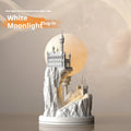 White composite gypsum table lamp with wire switch, functioning as bedroom night light