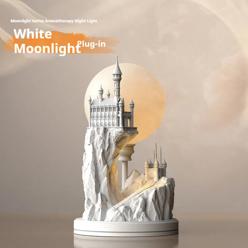 White composite gypsum table lamp with wire switch, functioning as bedroom night light