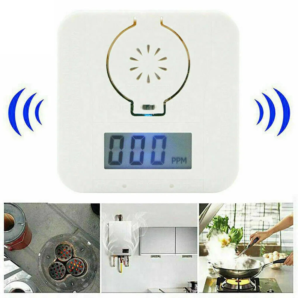 White wireless wall-mounted carbon monoxide alarm for coal stove and soot detection