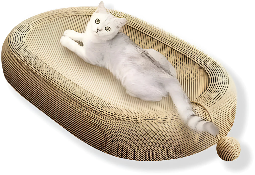 Large sisal cat scratching board with integrated raised bed in natural fibre