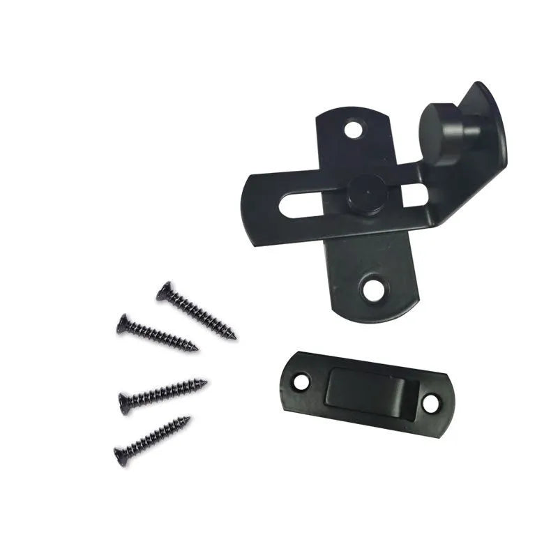 American-style black carbon steel sliding door lock with stainless steel shackle for barn doors.