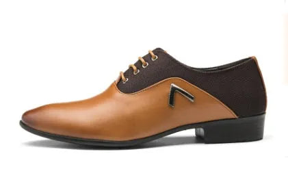 Men's black Oxford shoes with low-cut PU leather upper and rubber sole