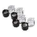 Handheld metal magnifying glass with optical glass lens for jewellery and stamp inspection.