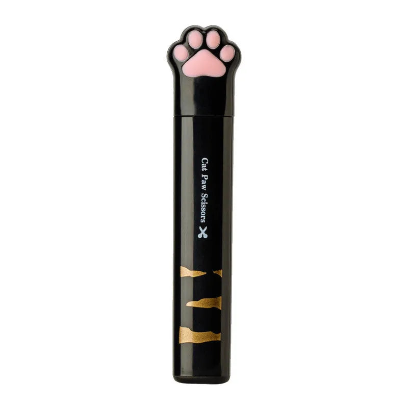 Cat paw mini folding scissors in four colours with stainless steel blades, folded to 8.7 cm length