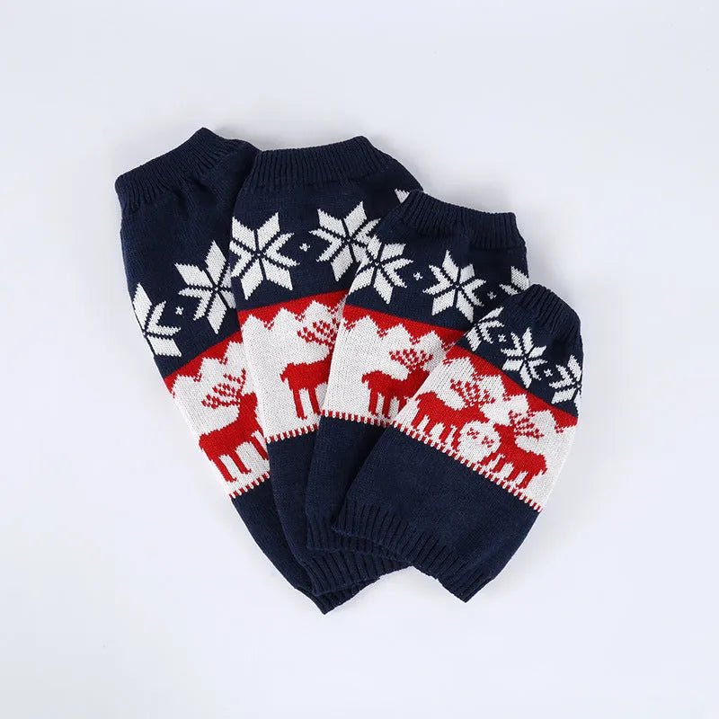 Navy blue acrylic knitted Christmas sweater for dogs with personalised holiday design