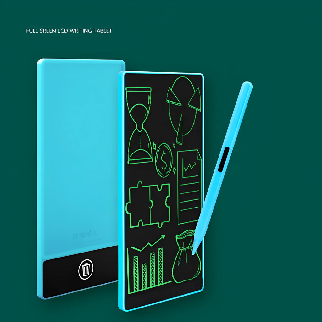 Blue LCD handwriting board with 6.5inch screen and stylus for student writing practice