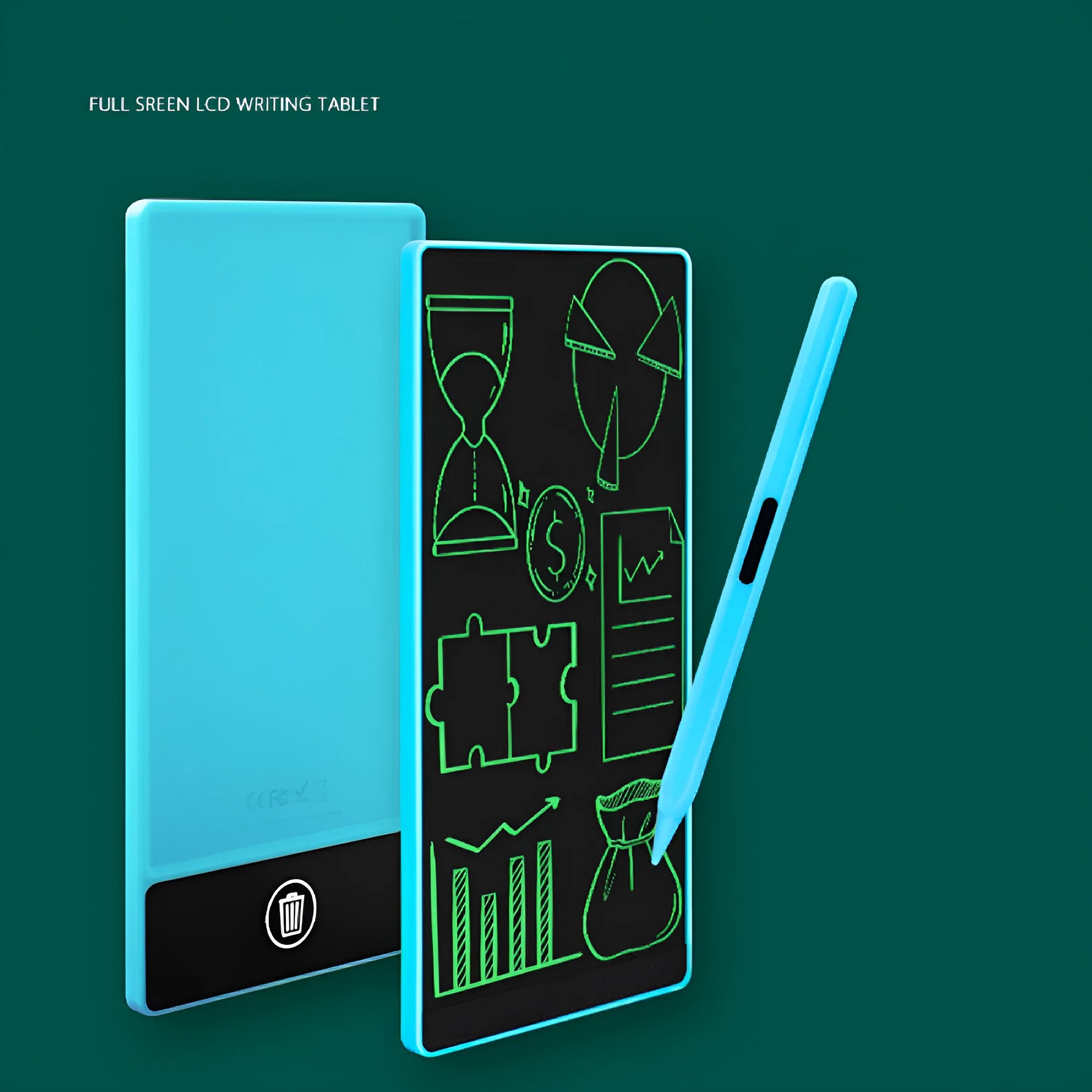 Blue LCD handwriting board with 6.5inch screen and stylus for student writing practice