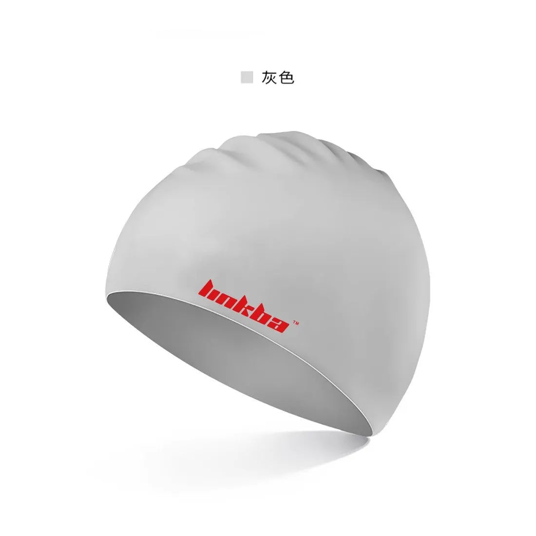 Silicone swimming cap with earmuff design and letters pattern in assorted colours