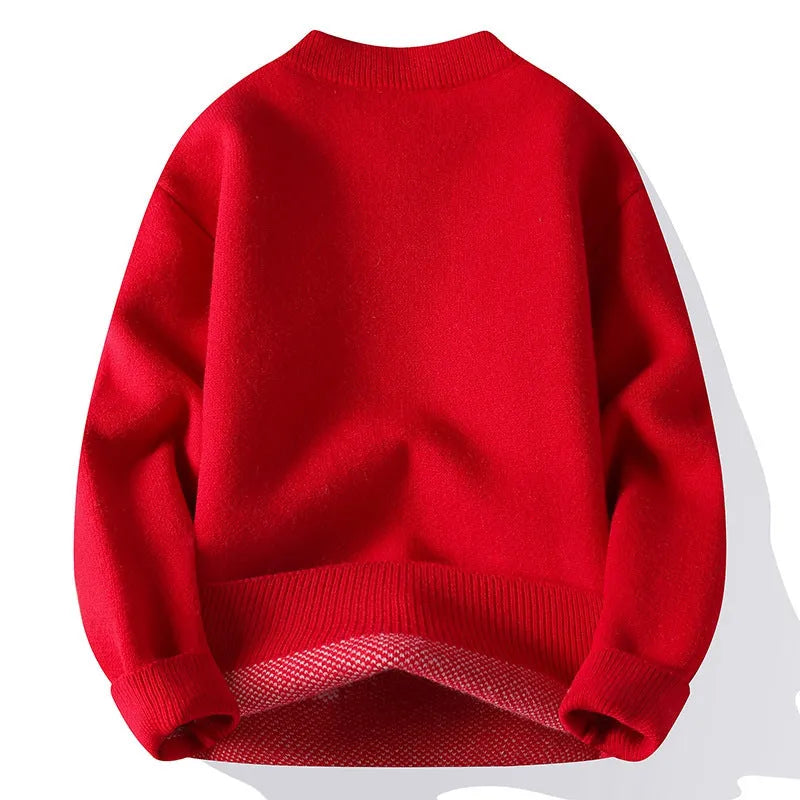 Men's loose fit knitted pullover sweater with ribbed hemline in four colour options