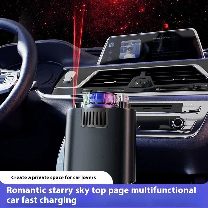 Perfume Starry Sky 120W fast charge car charger with triple cigarette lighter sockets and aromatherapy spray