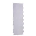 Stainless steel cake scraper with a polygon-patterned edge for textured icing.