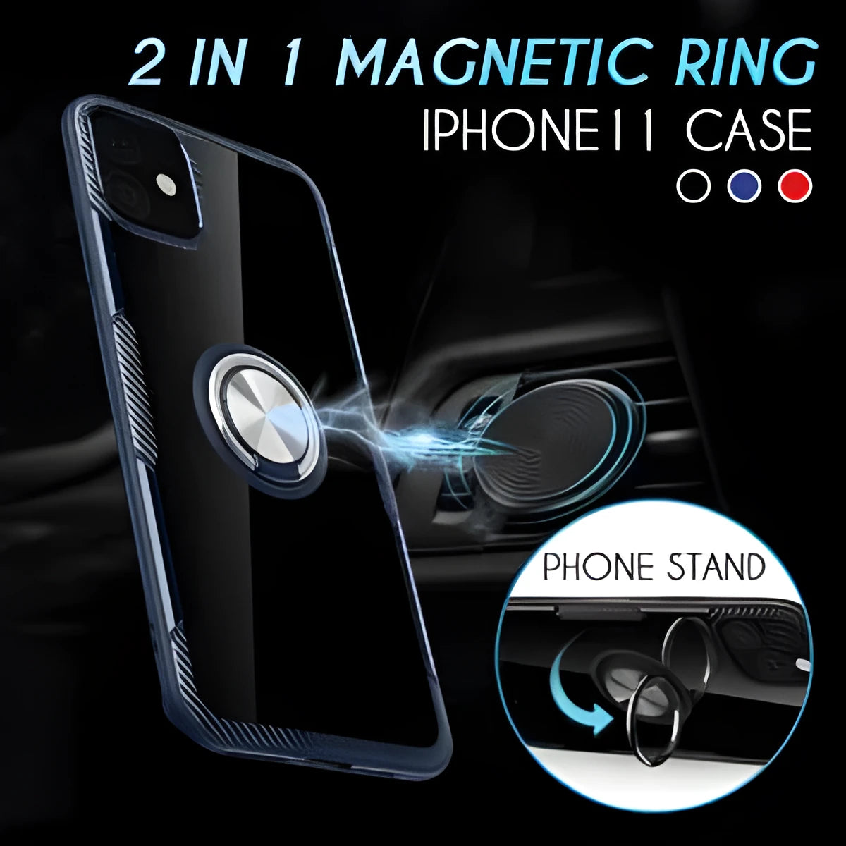Black PU back cover case for iPhone 11 Pro Max on a dark background