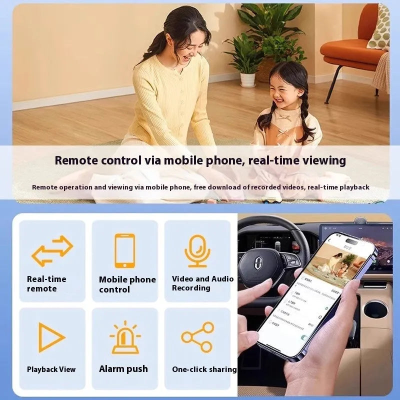 Wireless indoor security camera with compact ball design and built-in mounting bracket