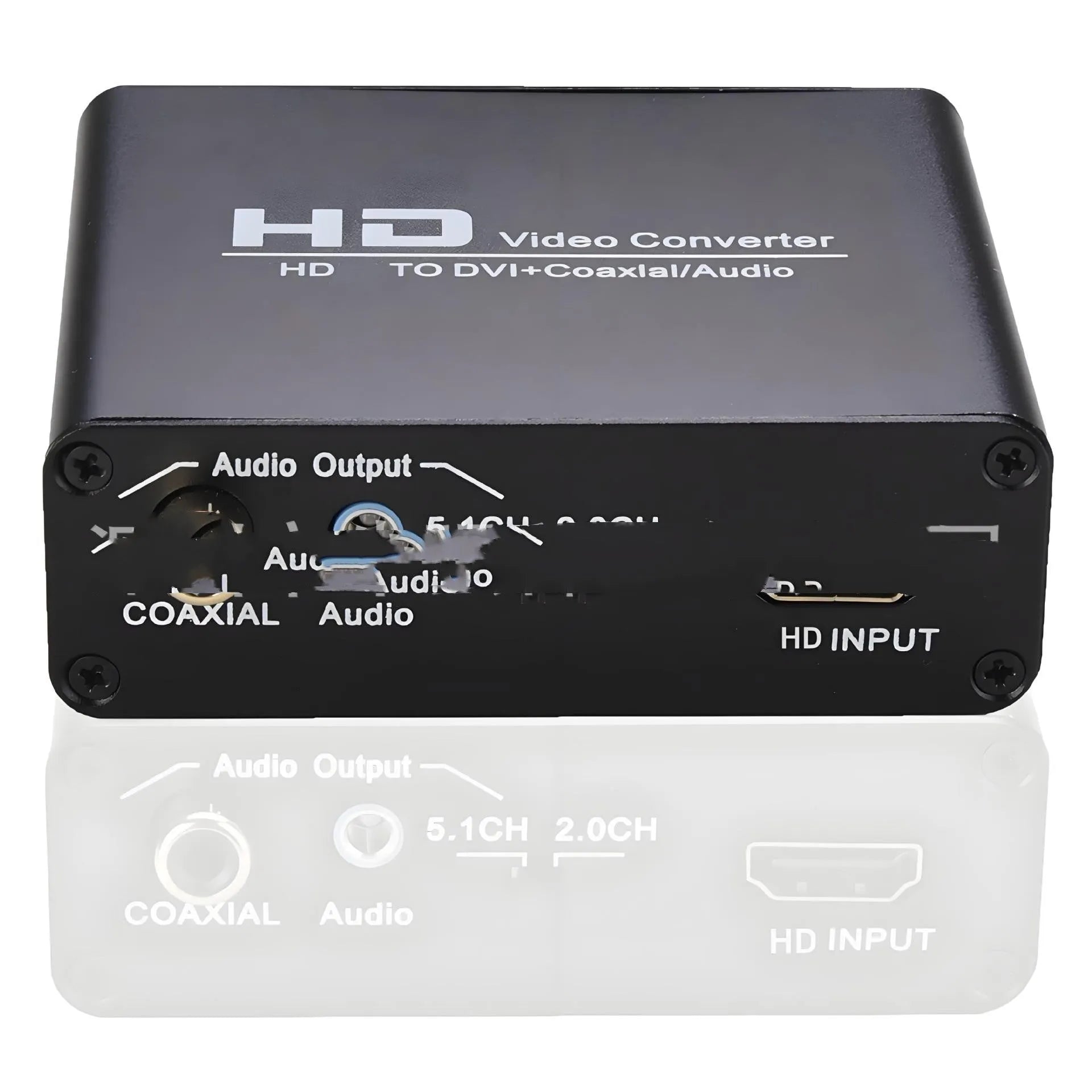 Black HDMI to DVI converter with coaxial audio output and 1.5 metre cable for 1080p video conversion