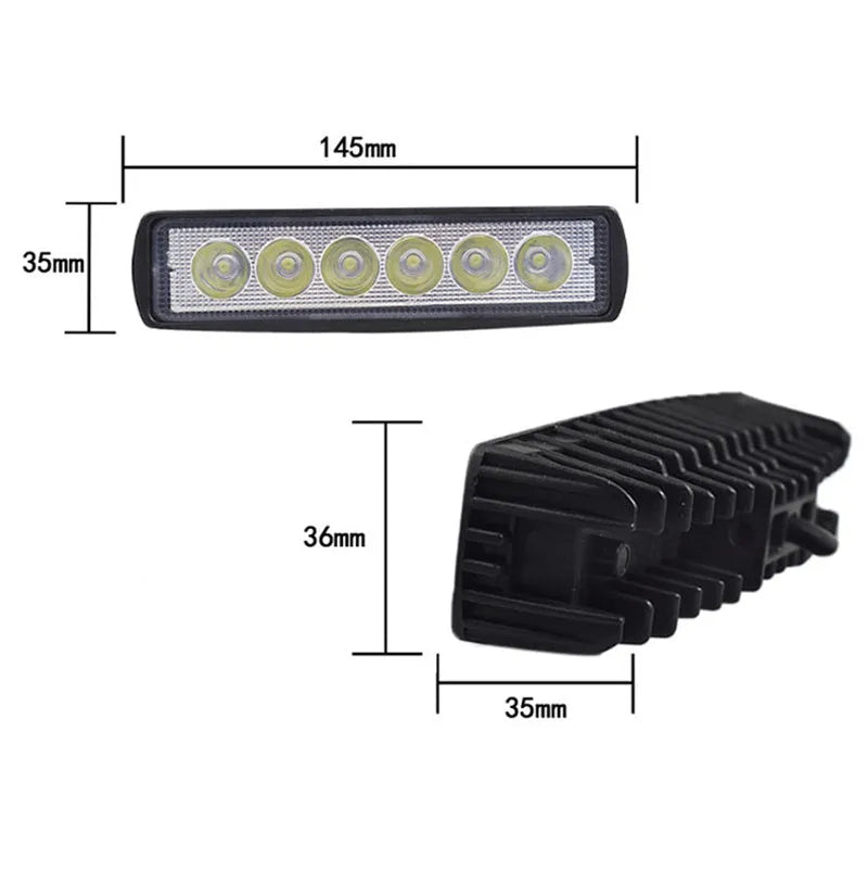 Black automotive auxiliary spotlight with die-cast aluminium housing and polycarbonate cover