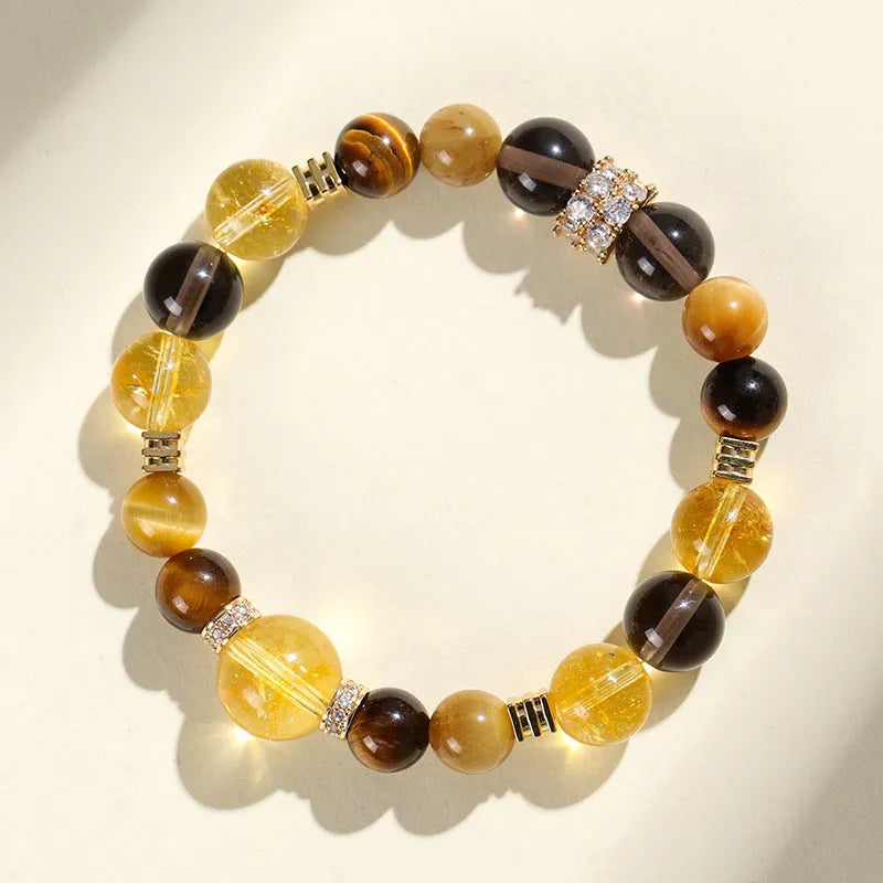 Women's natural yellow tower artificial crystal bracelet with 10mm string beads