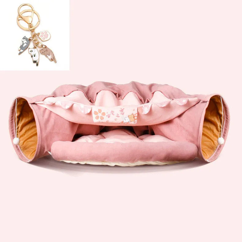 Collapsible cloth cat tunnel in Bar, Coffee, Matcha and Pink colour options