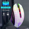Black and white dual-mode wireless gaming mouse with luminous breathing lights and charging cable