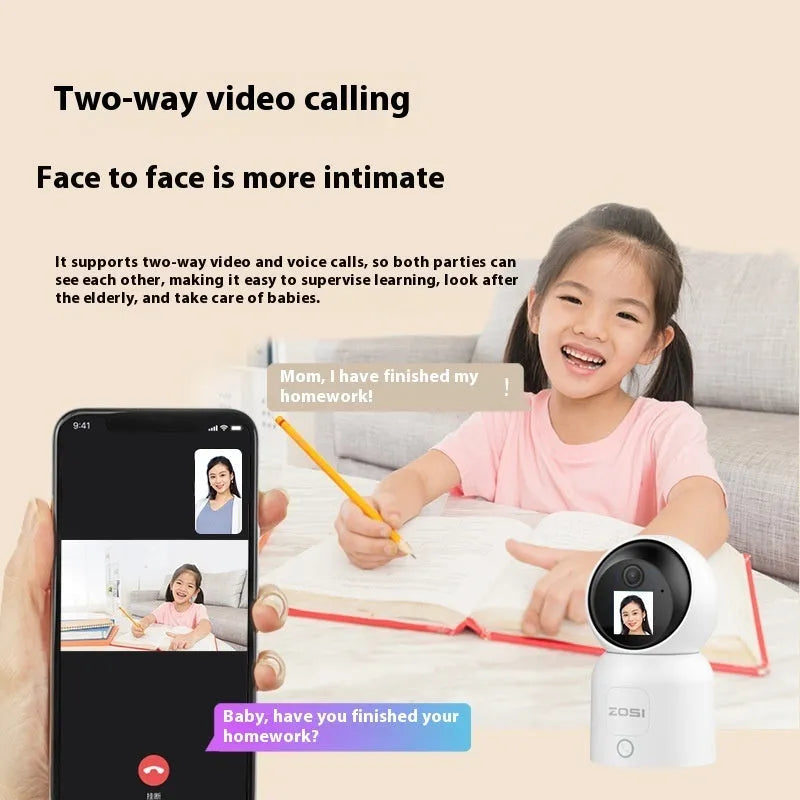 Zhou Shi white plastic wireless indoor security camera with screw-fixed bracket on a wall