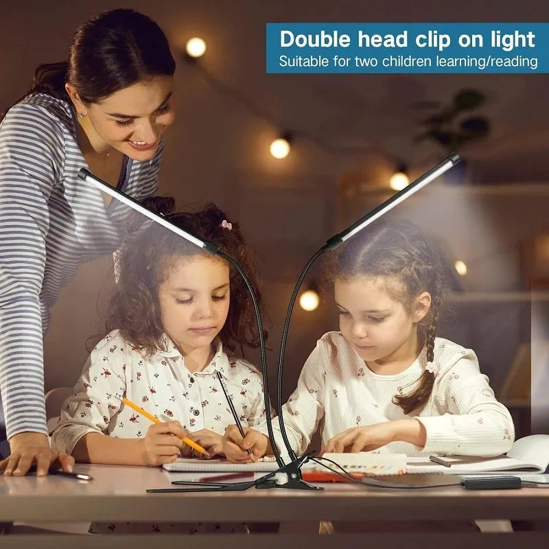 Black and white 26cm USB-powered LED desk lamp for student study use